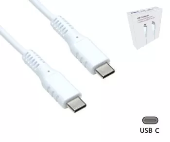 DINIC USB Typ C auf C Ladekabel, 2x USB Typ C Stecker, 60W, 3A, OD: 3.5mm, weiß, im DINIC Aktions-Karton, 1.5m